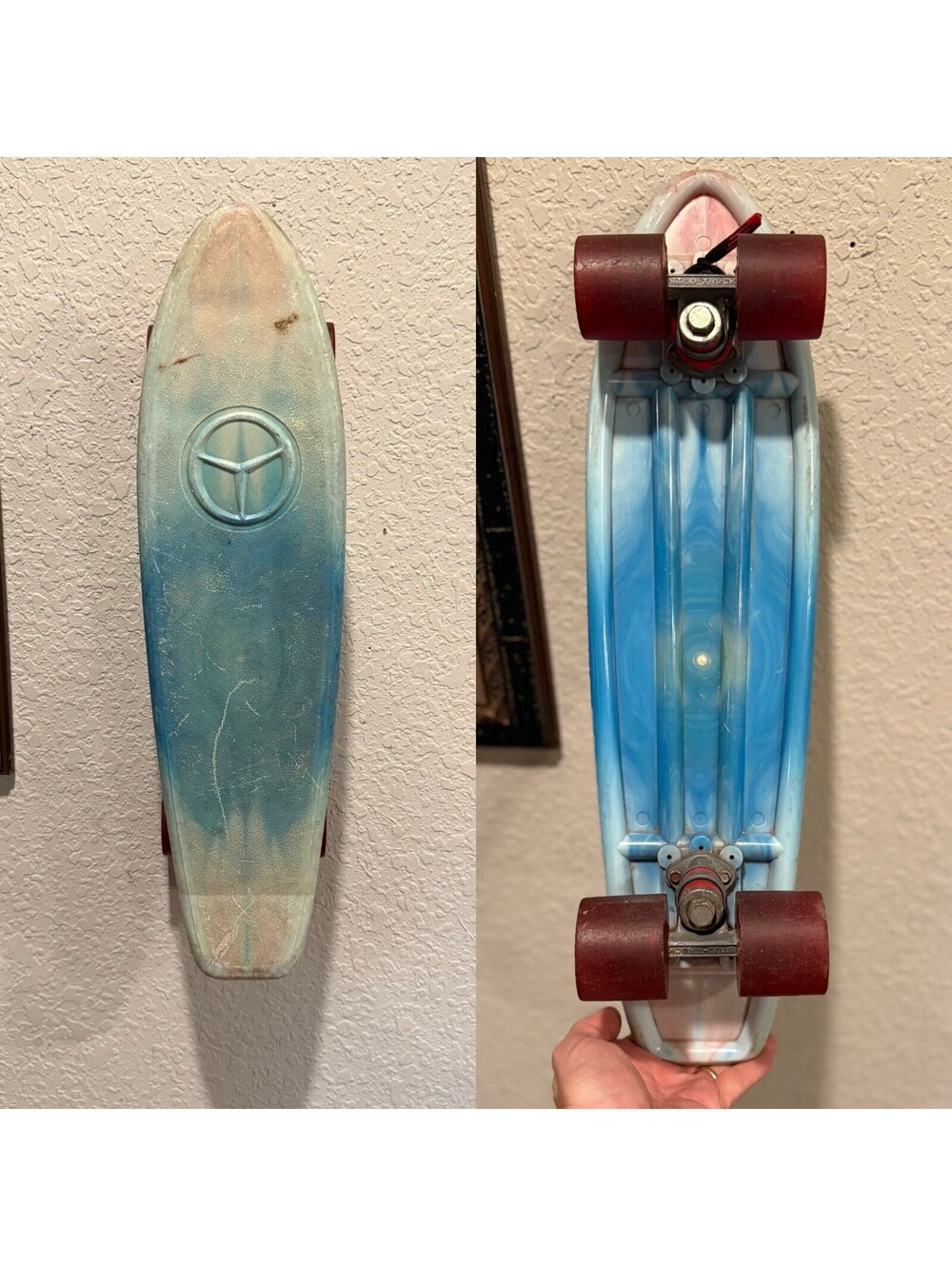 Vintage 70s RARE Colorful Tie Dye Mercedes Benz Promotional Skateboard Used